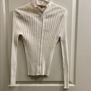 Belldini Cream Ribbed Button Down Shirt